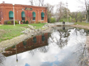 The Mill Pond and the gate at the end of the mill race about 2000.