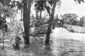 Gate at the mill pond, where the Geneva Lake History Museum is located today, c. 1900